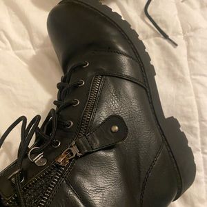 Black combat boots